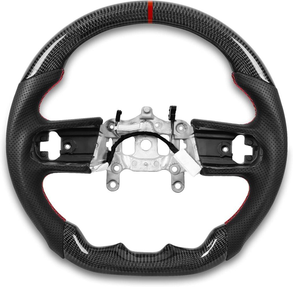ZIMABLUE Steering Wheel, Carbon Fiber Steering Wheel D-shaped Flat-bottom